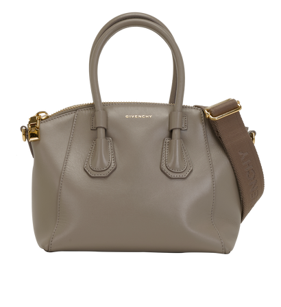 Mini Antigona Top Handle Bag, &pound;630, Handbags, Grey, Leather, Front view